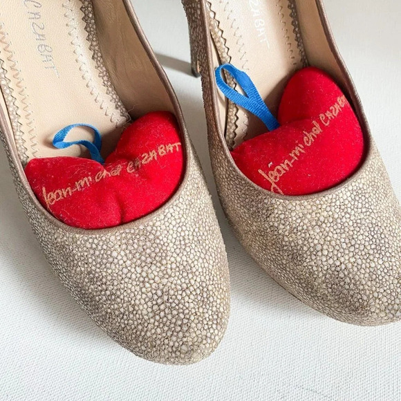 Jean-Michel Cazabat Light Beige  Stingray Skin Classic Round Toe Heels 39.5 - Picture 13 of 14